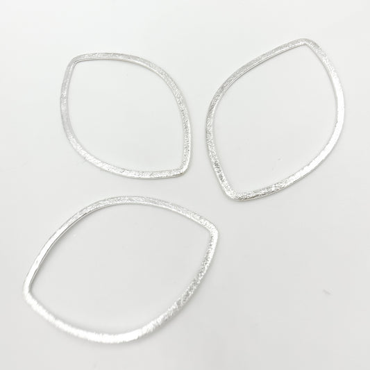 45MM White Sterling Silver Brushed Marquis Connector