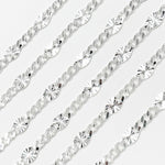 Load image into Gallery viewer, Sterling Silver Curb and Diamond Cut Marina Link Chain