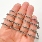 Load image into Gallery viewer, Oxidized Sterling Silver Twisted Oval and 3-Round Links Chain