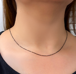 Load image into Gallery viewer, Sterling Silver Oxidized Satellite Chain with Gold Cubes