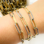 Load image into Gallery viewer, Black Rhodium & Gold Plated 925 Sterling Silver Diamond Cut Paperclip Chain