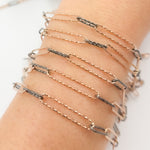 Load image into Gallery viewer, Sterling Silver Diamond Cut Long Rose Gold Plated & Short Black Rhodium Paperclip Chain