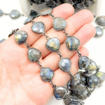 Load image into Gallery viewer, Coated Labradorite Triangle Shape Bezel Oxidized Wire Chain