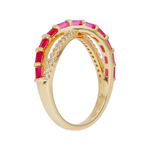 Load image into Gallery viewer, 14K Solid Yellow Gold Diamond and Gemstone Cross Ring