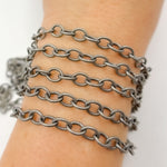 Load image into Gallery viewer, Oxidized Sterling Silver Twisted Oval Link Chain