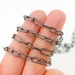 Load image into Gallery viewer, Black Rhodium Sterling Silver Smooth and Diamond Cut Paperclip Chain