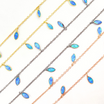 Load image into Gallery viewer, Created Blue Opal Marquise Shape Dangle Chain