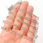 Load image into Gallery viewer, Oxidized Sterling Silver Paperclip Diamond Cut and Smooth Links Chain