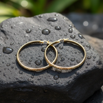 Load image into Gallery viewer, GER153. 14K Solid Gold Hollow Diamond Cut Hoop