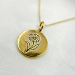 Load image into Gallery viewer, 14k Solid Gold Medallion Flower-Month Necklace