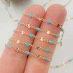 Load image into Gallery viewer, Gold Filled Turquoise Color Enamel Marina Link Chain