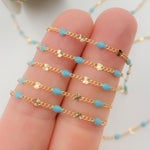 Load image into Gallery viewer, Gold Filled Turquoise Color Enamel Marina Link Chain