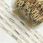 Load image into Gallery viewer, 925 Sterling Silver Tri-color Diamond Cut Paperclip Chain