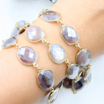 Load image into Gallery viewer, Coated Chocolate Organic Shape Bezel Gold Plated Wire Chain.