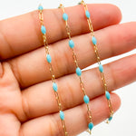 Load image into Gallery viewer, 14k Gold Filled Turquoise Color Enamel Satellite Cable Chain