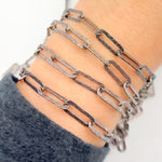 Load image into Gallery viewer, Black Rhodium Sterling Silver Hammered Paperclip Link Chain