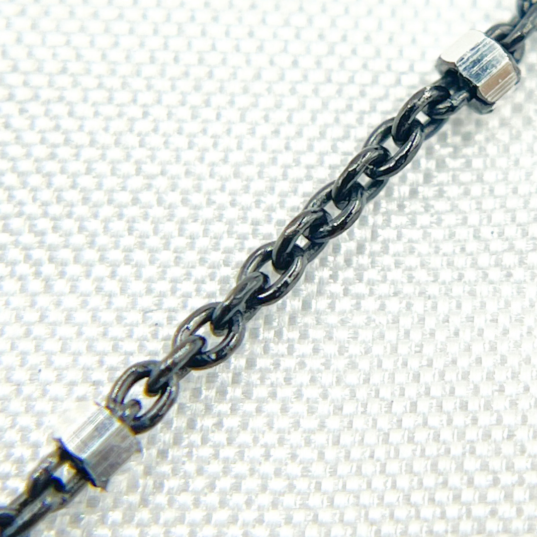 Oxidized 925 Sterling Silver Satellite Cube Chain