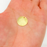 Load image into Gallery viewer, 15MM Gold-plated sterling silver brushed round flat disc charm with a single hole