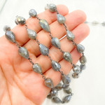Load image into Gallery viewer, Coated Labradorite Pear Shape Oxidized Wire Chain