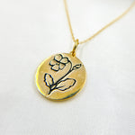 Load image into Gallery viewer, 14k Solid Gold Medallion Flower-Month Necklace