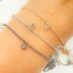 Load image into Gallery viewer, Multi Color Cubic Zirconia 3mm Round Shape Dangle Chain