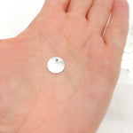 Load image into Gallery viewer, 10MM White Sterling Silver Brushed Round Flat Disc Charm with a Single Hole