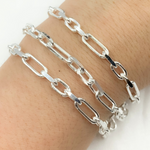 Load image into Gallery viewer, Sterling Silver Diamond Cut Long & Short Link Chain