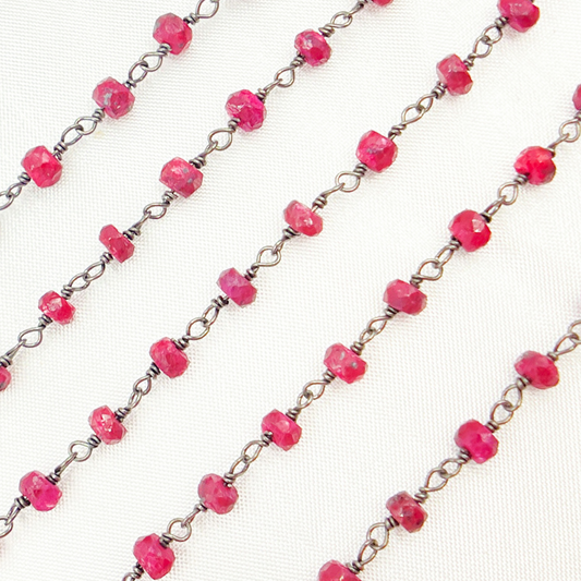 Dyed Ruby Oxidized Wire Chain.