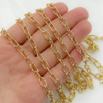 Load image into Gallery viewer, V137DCGP. Gold Plated 925 Sterling Silver Diamond Cut Paperclip Chain