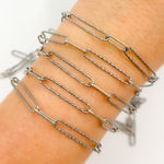 Load image into Gallery viewer, Oxidized Sterling Silver Paperclip Diamond Cut and Smooth Links Chain