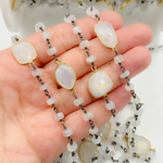 Load image into Gallery viewer, White Moonstone Oxidized Connected Wire Chain.