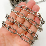 Load image into Gallery viewer, Oxidized Sterling Silver Paperclip Smooth & Diamond Cut Link Chain
