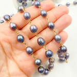 Load image into Gallery viewer, Peacock Freshwater Pearl Gold Plated Wire Chain. PRL42