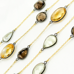 Load image into Gallery viewer, Multi Gemstone Organic Shape Connected Wire Chain.