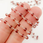 Load image into Gallery viewer, Garnet White Sterling Silver Wire Chain