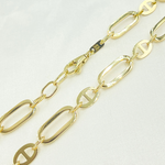 Load image into Gallery viewer, 14k Solid Yellow Hollow Gold Flat Oval Link & Flat Marina Link Chain
