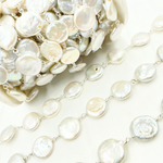 Load image into Gallery viewer, Coin Shape Freshwater Pearl Wire Wrap Chain