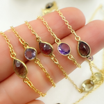 Load image into Gallery viewer, Multi Gemstone Organic Shape Gold Plated Connected Wire Chain
