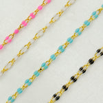 Load image into Gallery viewer, Gold Plated Enamel Sterling Silver Black Enamel Chain