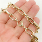 Load image into Gallery viewer, 568/A075/G. 14K Yellow Gold Hollow Smooth and Flat Paperclip Chain