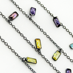 Load image into Gallery viewer, Multi Color Cubic Zirconia Rectangle Shape Dangle Chain