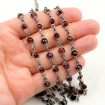 Load image into Gallery viewer, Garnet Round Shape Bezel Oxidized Wire Chain