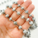 Load image into Gallery viewer, Coated Milky Aquamarine Oxidized Wire Chain.