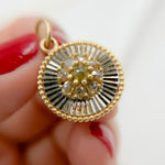 Load image into Gallery viewer, 14k Solid Gold and Sterling Silver Black Rhodium Diamonds Circle Charm