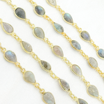 Load image into Gallery viewer, Labradorite Pear Shape Bezel Chain.