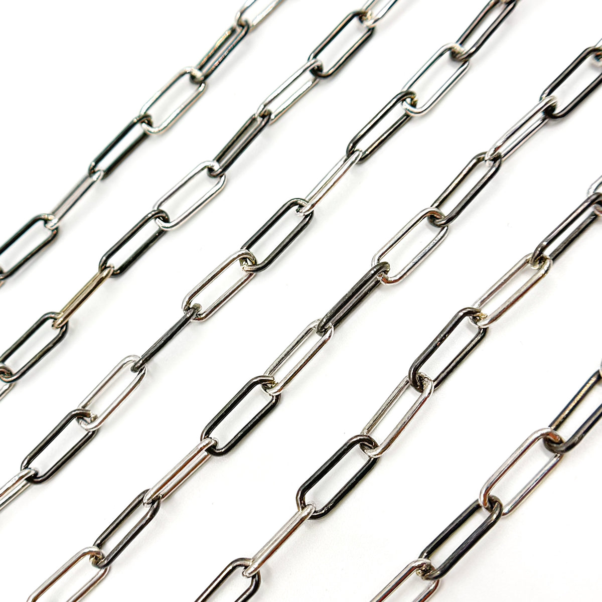 Black Rhodium Sterling Silver Smooth Paperclip Chain
