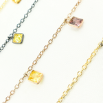 Load image into Gallery viewer, Multi Color Cubic Zirconia Square Shape Dangle Chain