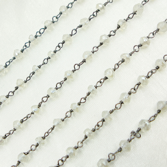 Coated White Topaz Wire Wrap Chain