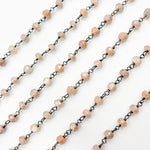 Load image into Gallery viewer, Coated Peach Moonstone Wire Chain