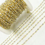 Load image into Gallery viewer, Coated Labradorite & Round CZ Wire Wrap Chain made with Gold Plated 925 Sterling Silver.